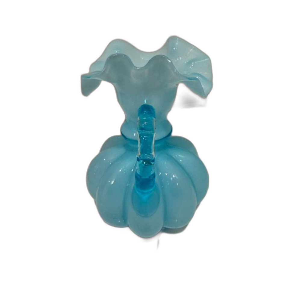 Fenton - Vintage light blue cased overlay "Melon" pitcher